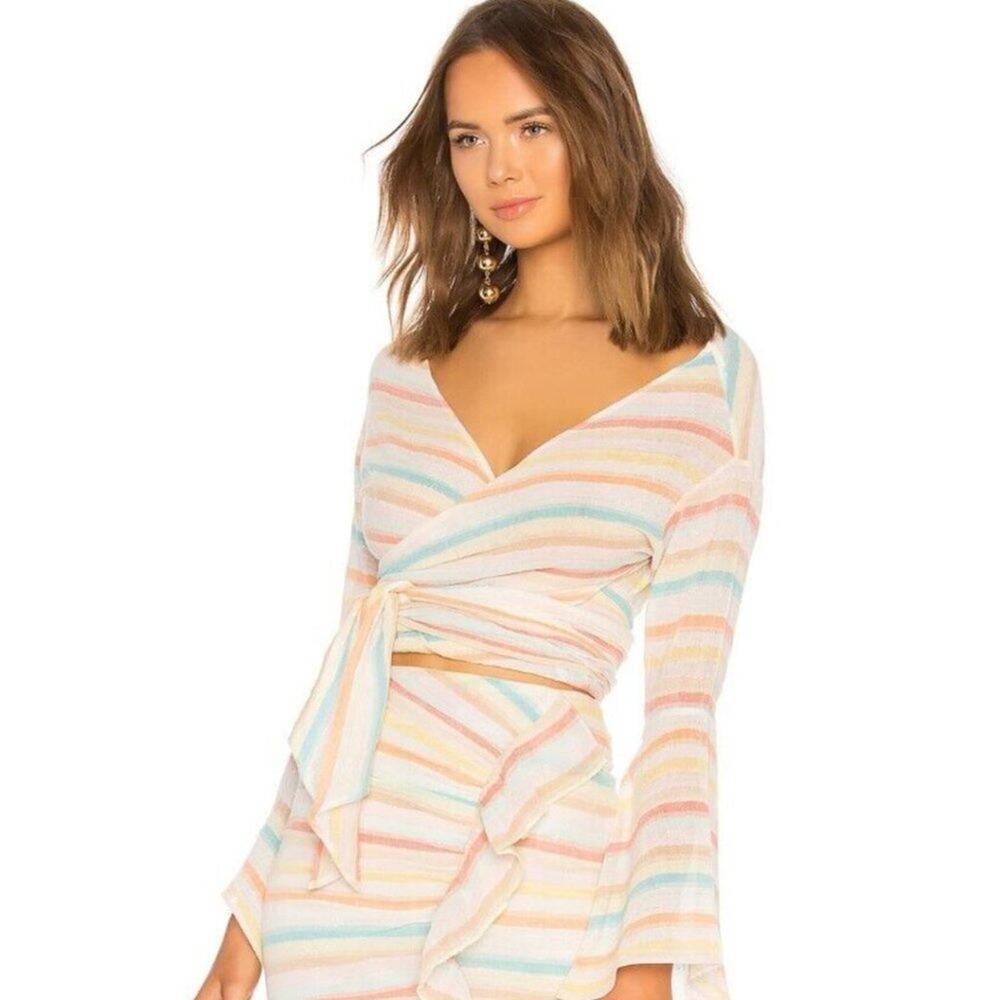 Lovers and Friends Aaron Wrap Top Spring Rainbow NWT Size Small